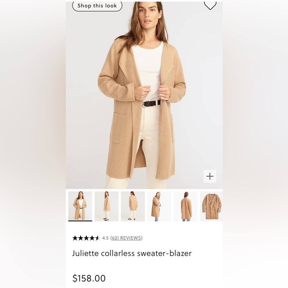 J crew Juliette collarless sweater blazer cardigan